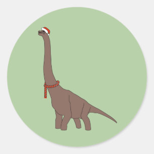 illusima Weihnachten Brauner Langhalsdinosaurier Runder Aufkleber