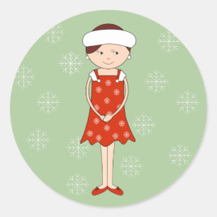 illusima Weihnachten Winter Mädchen Schneeflocken Runder Aufkleber