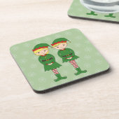 illusima Weihnachtselfen Snowflakes Grün Getränkeuntersetzer (Linke Seite)