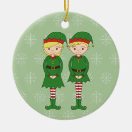 illusima Weihnachtselfen Snowflakes Grün Keramik Ornament