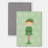 illusima Weihnachtsjunge Elf Schneemuster Grün Magnet (Vorderseite/Rückseite)