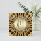 Illusion Art Deco Schwarzes Party Einladung (Stehend Vorderseite)