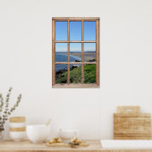 Illusion der Beach View aus einem Fake-Holzfenster Poster (Küche)