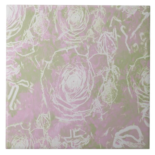 Illusion der Rose - Rosa rot Fliese (Vorderseite)