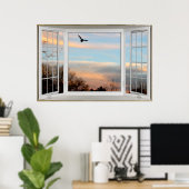 Illusion des Fensterfensters für den Sonnenunterga Poster (Heimbüro)