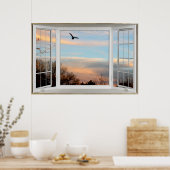 Illusion des Fensterfensters für den Sonnenunterga Poster (Küche)