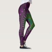 Illusion des lila und grünen Fraktals Leggings (Rechts)