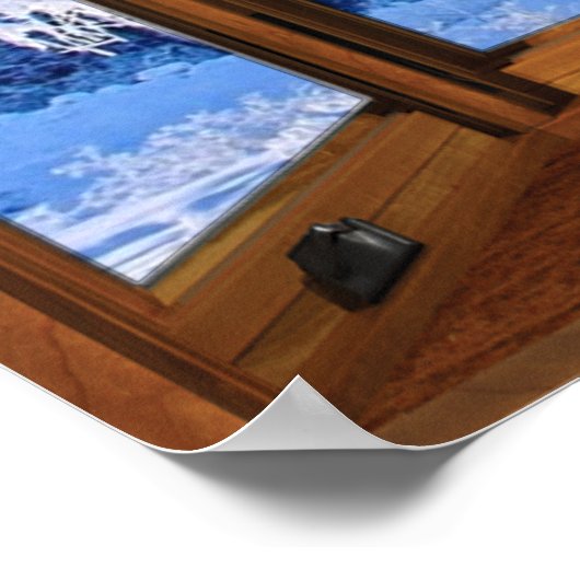 Illusion von der Holzbrücke Frische Schneelandscha Poster (Ecke)