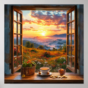 Illusionsfenster Landschaft Natur Szenerie Wanddek Poster
