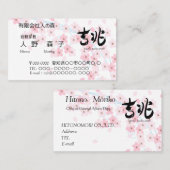 illust. of cherry blossoms and good omen in Kanji Visitenkarte (Vorne/Hinten)