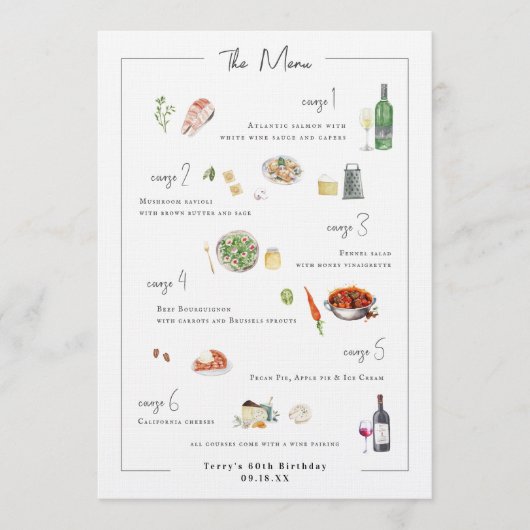 Illustrated Bespoke | Wedding Menu Menükarte (Vorderseite)
