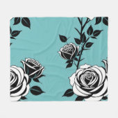 Illustrated Black And White Roses  Fleecedecke (Vorderseite (Horizontal))
