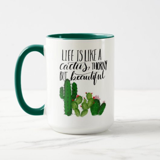 Illustrated Cactus Mug Tasse (Links)