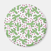 Illustrated Cactus & Pink Flowers Pattern Magnet (Vorne)