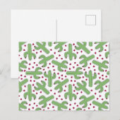 Illustrated Cactus & Pink Flowers Pattern Postkarte (Vorne/Hinten)