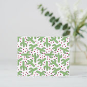 Illustrated Cactus & Pink Flowers Pattern Postkarte (Stehend Vorderseite)