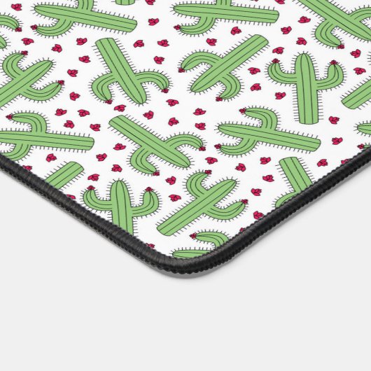 Illustrated Cactus & Pink Flowers Pattern Schreibtischunterlage (Ecke)