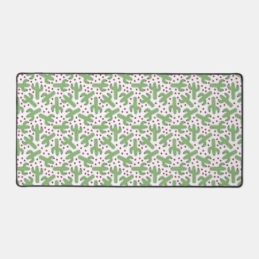 Illustrated Cactus & Pink Flowers Pattern Schreibtischunterlage (Vorderseite)