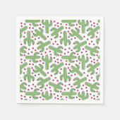 Illustrated Cactus & Pink Flowers Pattern Serviette (Vorderseite)