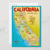 Illustrated California State 5x7 Big Postcard Dankeskarte (Vorne/Hinten)