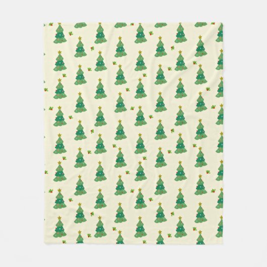 Illustrated Christmas Trees Fleece Blanket (Vorderseite)