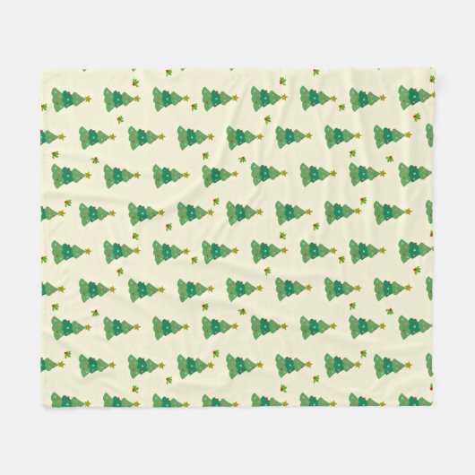 Illustrated Christmas Trees Fleece Blanket (Vorderseite (Horizontal))