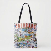 Illustrated Colorado Map Shoulder Tote