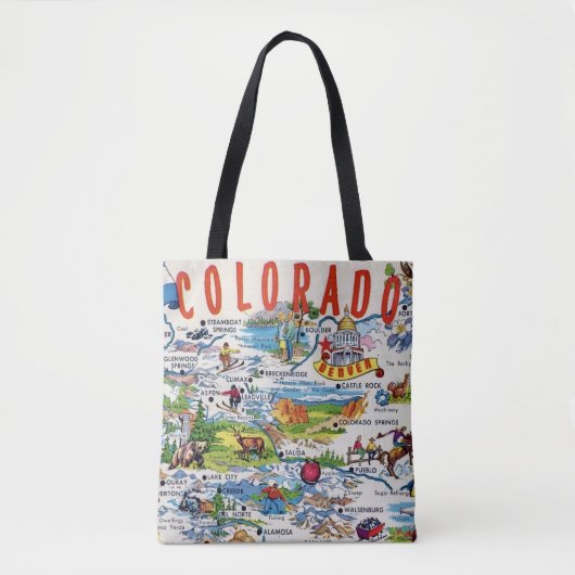 Illustrated Colorado Map Shoulder Tote Tasche (Vorderseite)