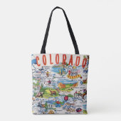 Illustrated Colorado Map Shoulder Tote Tasche (Rückseite)