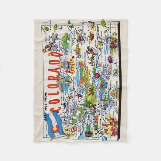 Illustrated Colorado Map Small  Fleecedecke (Vorderseite)