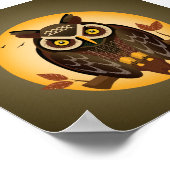 Illustrated geometric owl at night stood on branch poster (Ecke)