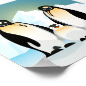 Illustrated geometric penguins stood with Baby Poster (Ecke)