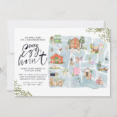 Illustrated Map Neighborhood | Easter Egg Hunt Einladung (Vorderseite)