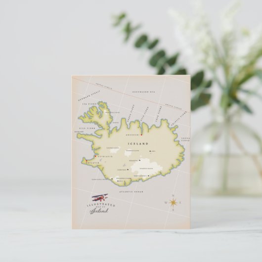 Illustrated map of Iceland (Stehend Vorderseite)