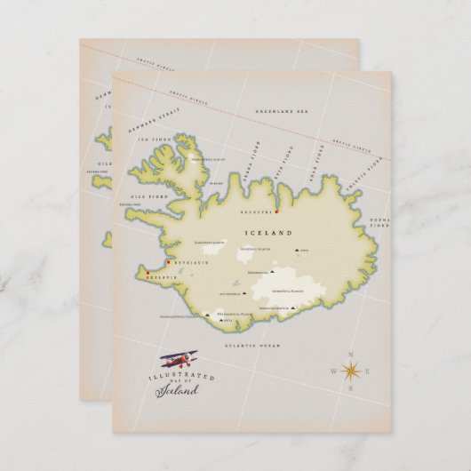 Illustrated map of Iceland (Vorne/Hinten)