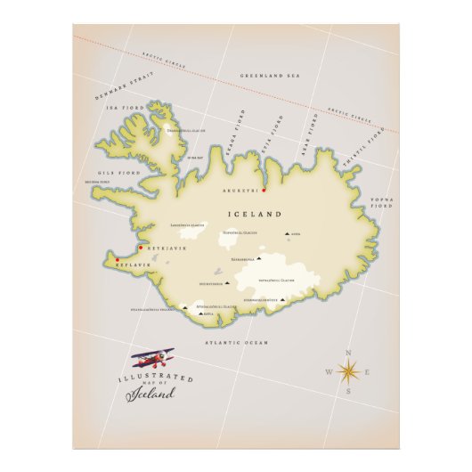 Illustrated map of Iceland Fotodruck (Vorne)