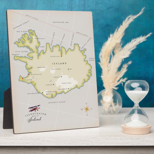 Illustrated map of Iceland Fotoplatte (Seite)