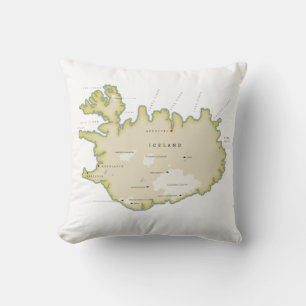 Illustrated map of Iceland Kissen