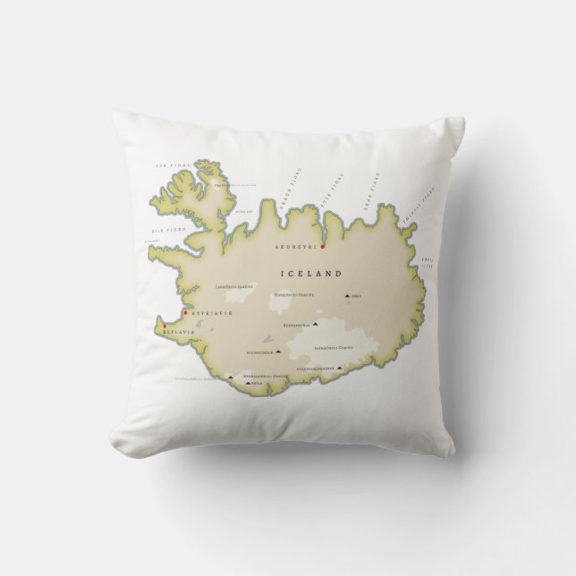 Illustrated map of Iceland Kissen (Vorderseite)