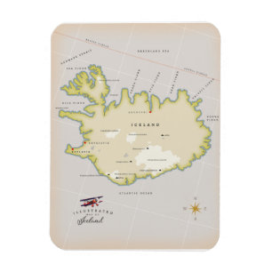 Illustrated map of Iceland Magnet