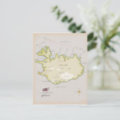 Illustrated map of Iceland Postkarte (Stehend Vorderseite)