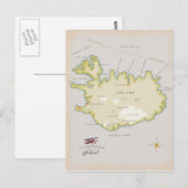 Illustrated map of Iceland Postkarte (Vorne/Hinten)