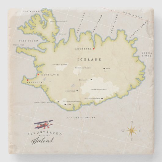 Illustrated map of Iceland Steinuntersetzer (Vorderseite)