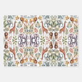 Illustrated pattern featuring elephants, lions geschenkpapier set (Vorderseite 3)