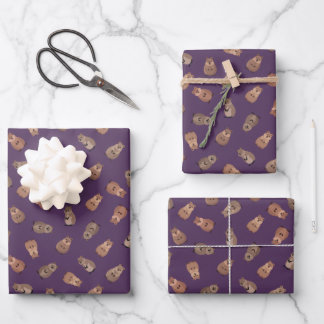 Illustrated Quokkas on Dark Purple Geschenkpapier Set