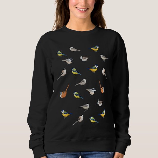 Illustrated Tit Birds Birdwatching Sweatshirt (Vorderseite)