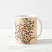 Illustrated Vintage Map of Sicily Mug Kaffeetasse (VorderseiteRechts)