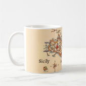Illustrated Vintage Map of Sicily Mug Kaffeetasse (Links)