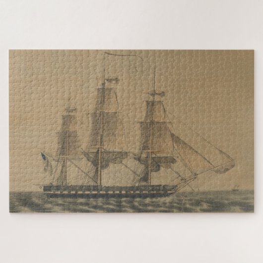 Illustration (1846) von Vintagen Schiffen der USS  Puzzle (Horizontal)