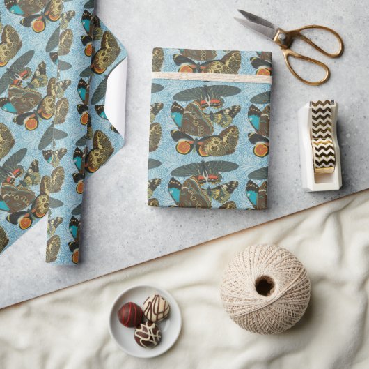 Illustration-2: Vintage französische Schmetterling Geschenkpapier (Kunsthandwerk)